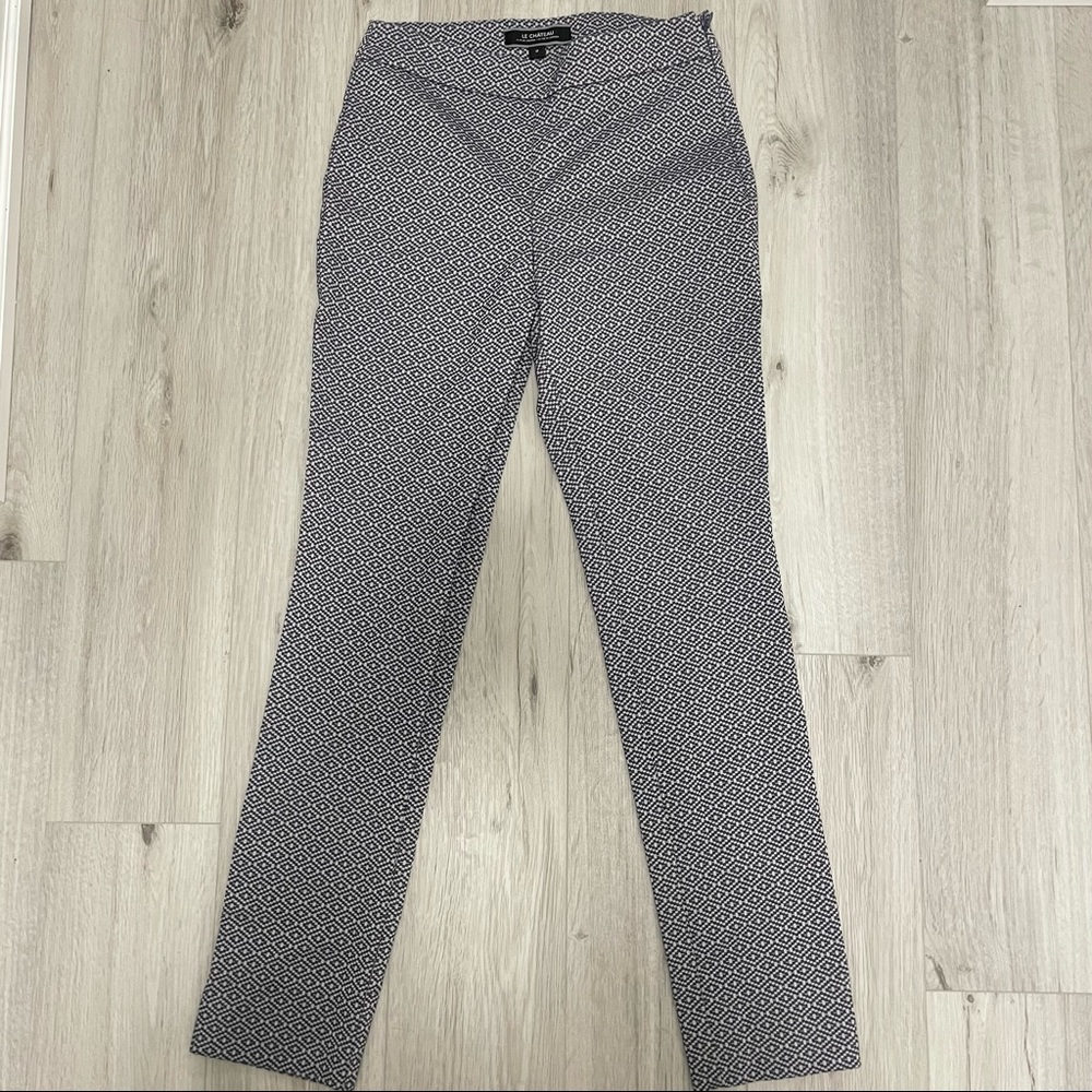 Geo Print Jacquard Slim Leg Ankle Pant
